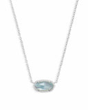 Elisa Silver Pendant Necklace in Light Blue Illusion