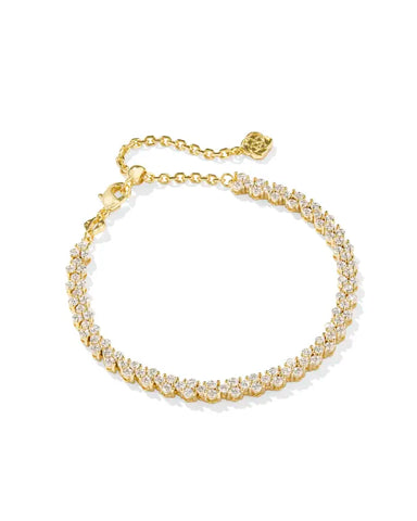 Emery Gold Tennis Bracelet in White Crystal