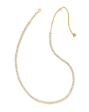 Emery Gold Tennis Necklace in White Crystal