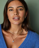 Emery Gold Tennis Necklace in White Crystal