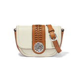 Emmie Leather Flap Bag in Off White and Brown