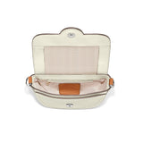 Emmie Leather Flap Bag in Off White and Brown