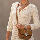 Emmie Suede Flap Bag in Luggage