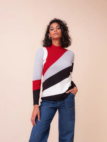 Colorblock Mockneck Sweater