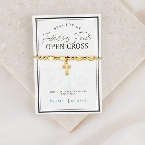Open Cross Little Saints Bracelet- Gold