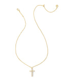 Gracie Gold Cross Short Pendant Necklace in White Crystal