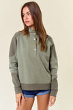 Fleece French Terry & Rib Mix Mock Neck Sweatshirt