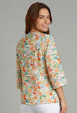 3/4 Sleeve Flower Print w Button Detail