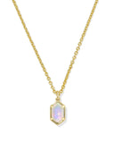 Hallie Gold Short Pendant Necklace-White Opalescent Resin