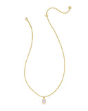 Hallie Gold Short Pendant Necklace-White Opalescent Resin