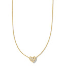 Holland Gold Heart Short Pendant Necklace in White CZ