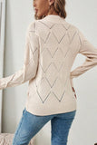 Knit Round Neck Cross Hollow Out Solid Sweater