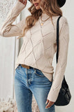 Knit Round Neck Cross Hollow Out Solid Sweater