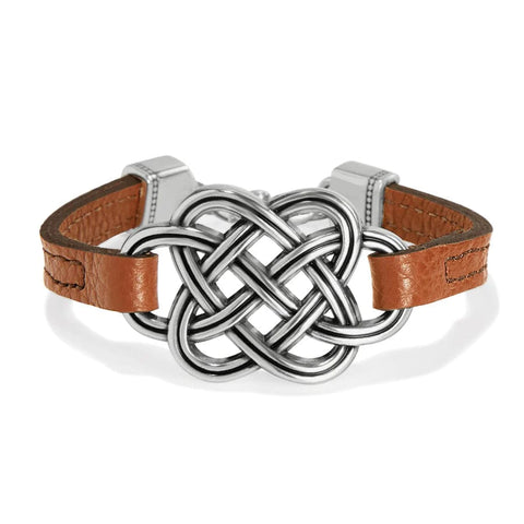 Interlok Trellis Leather Bracelet in Bourbon