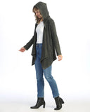 Cascading Thermal Cardigan W/ Patch Pockets and Hood