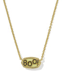 Elisa Gold Boo Short Double-Sided Pendant Necklace in Glow in the Dark