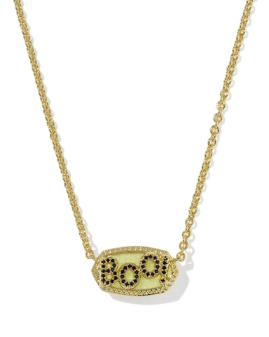 Elisa Gold Boo Short Double-Sided Pendant Necklace in Glow in the Dark