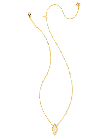 Kinsley Gold Short Pendant Necklace in Ivory Mother of Pearl