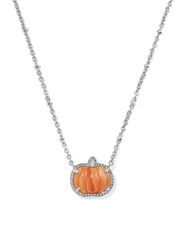 Pumpkin Silver Short Pendant Necklace