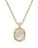 Tiger Striped Daphne Gold Long Pendant Necklace in Ivory