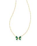 Blair Gold Bow Small Short Pendant Necklace-Emerald Drusy