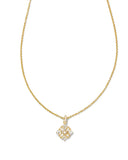 Dira Gold Crystal Short Pendant Necklace in White Crystal