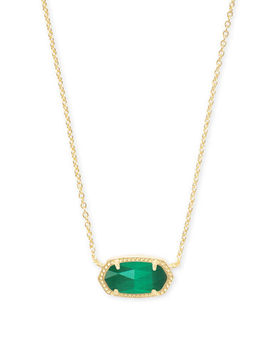 Elisa Gold Pendant Necklace in Emerald Cat’s Eye