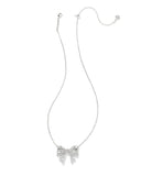 Krista Silver Bow Short Pendant Necklace in White Mix