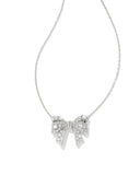 Krista Silver Bow Short Pendant Necklace in White Mix