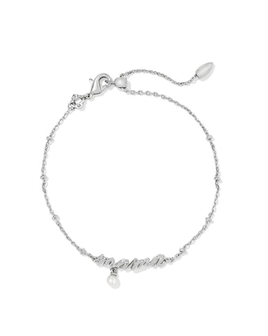 Mama Script Delicate Chain Bracelet in Silver