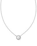 Volleyball Silver Short Pendant Necklace in White Mother-of-Pearl