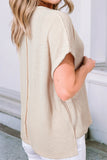 Solid Color Textured Seamed Short Sleeve Top
