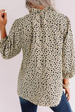 3/4 Sleeves Frilled Neck Cheetah Blouse