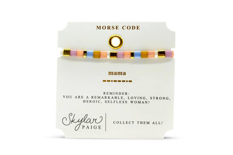 Skylar Paige - MAMA - Morse Code Tila Beaded Bracelet