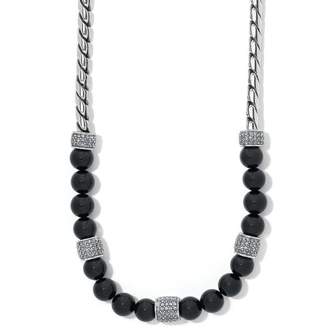 Meridian Bead Necklace in Black and Silver