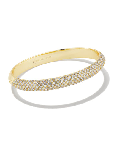 Mikki Gold Pave Bangle Bracelet in White Crystal- Medium/Large