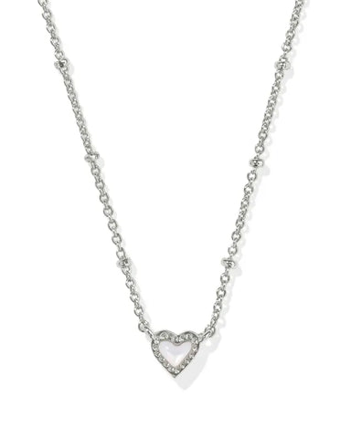 Mini Ari Heart Silver Satellite Short Pendant Necklace