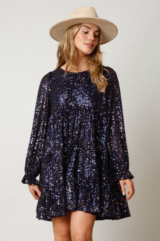 Loose Fit Tiered Sequin Dress