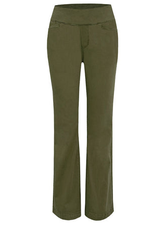 Pull-on Boot Cut Pants in Olive