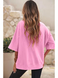 Floral Patched Half Sleeve Tunic Top