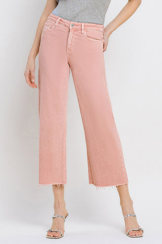 HIGH RISE CROP WIDE LEG JEANS