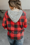 Drawstring Striped Patchwork Hoodie