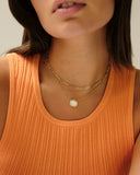 Pumpkin Gold Short Pendant Necklace- Ivory Mother of Pearl