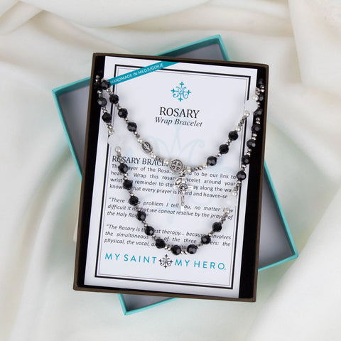 Rosary Wrap Bracelet Black/Silver