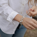 Added Rosary Wrap Bracelet White/Silver