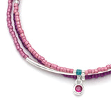 Tonal Chromacolor Miyuki Bracelet Trio - Fuchsia/Silver