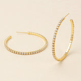 Sparkle & Shine Lg Rhinestone Hoop Earring - Light Gray Opal/Gold