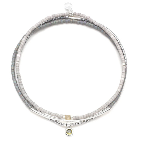 Tonal Chromacolor Miyuki Bracelet Trio - Frost/Silver