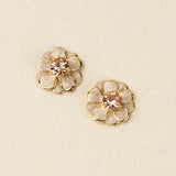 Sparkle & Shine Sm Enamel Flower Earring - Ivory/Gold