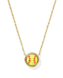 Softball Gold Short Pendant Necklace